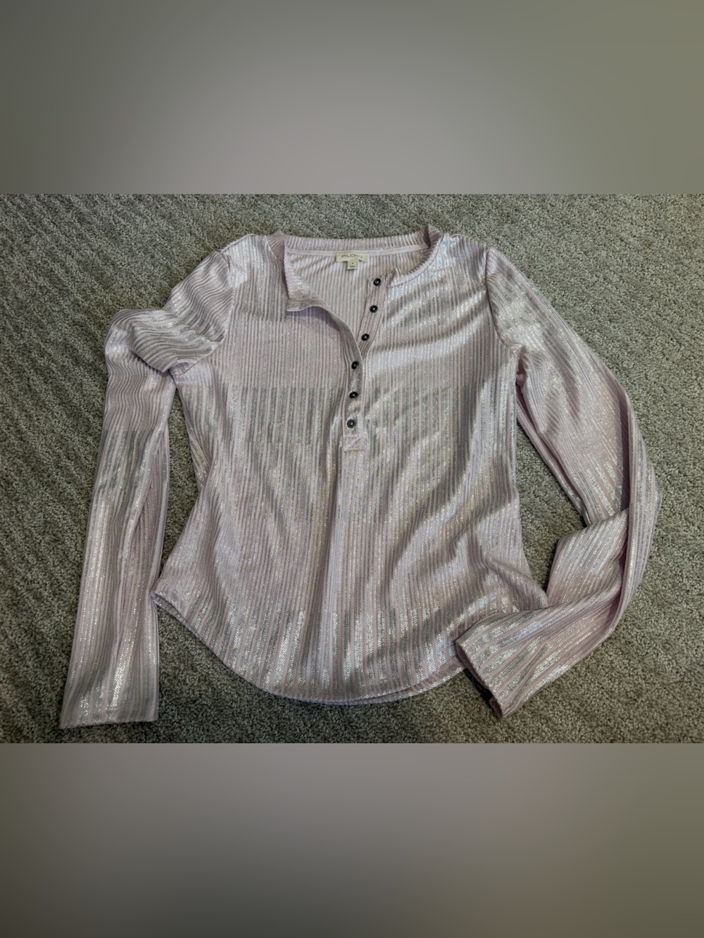 Pilcro Shimmery Light Lavender Ribbed Top